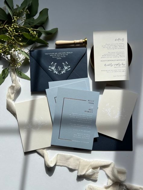 Navy And Sage Wedding Invitations, Navy Wedding Theme, Classic And Elegant Wedding, Navy Blue Wedding Invitations, Navy Wedding Invitations, Beige Wedding, Sage Wedding, Elegant Wedding Invitation, Blue Themed Wedding