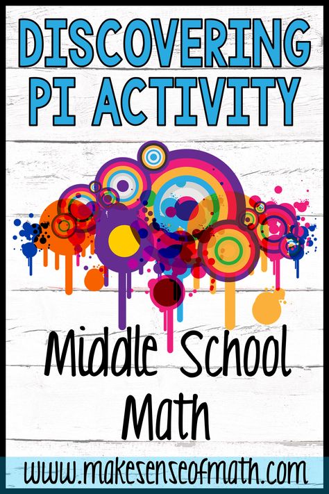 Check out this fun pi day activity for your seventh grade, eighth grade, and all middle school math students. Your students will be able to discover pi as the ratio between the circumference and the diameter. Included is a free recording sheet. Students will have fun with this activity as they measure the circumference and diameter of various circles. Click here for a detailed description of how to do this pi day activity in your classroom. #makesenseofmath #piday 8th Grade Math Projects Middle School, Pi Day Activities Middle School, Pi Day Activities For High School, Pi Activities, Middle School Geometry, Pi Day Activities, Middle School Math Worksheets, Algebra Games, Pre Algebra Activities