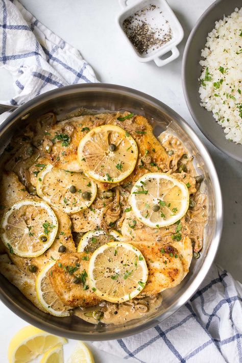 Lighter Creamy Turkey Piccata Recipe Turkey Piccata, Paleo Energy Bites, August Meals, Impressive Meals, Turkey Entrees, Turkey Cutlet Recipes, Lemon Wine, Turkey Chops, Turkey Cutlets