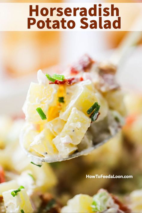 Potato Salad With Horseradish Recipe, Basic Potato Salad, Horseradish Recipes, Creamy Horseradish, Classic Potato Salad, Potato Recipes Side Dishes, Side Dishes For Bbq, Bbq Sauce Recipe, White Bowl