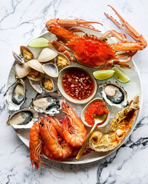 Good Friday Seafood Platter with prawns oysters crab bugs clams caviar & mignonette sauce #food #meal #foods #healthyfood #keto Seafood Platter Photography, Seafood Food Photography, Crab Food Photography, Fresh Seafood Platter, Mignonette Sauce, Seafood Photography, Seafood Plates, Seafood Platter, Crab Recipes