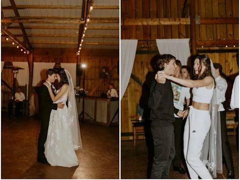 A couple who changed into sweatsuits at their wedding reception say they have zero regrets about ending their special day 'super comfy' Bride Sweatsuit, Reception Bride Outfit, Bride Reception Outfit, Wedding Night Outfit, Wedding Reception Outfit For Bride, Reception Outfit For Bride, Wedding Reception Outfit, Reception Outfits, Reception Bride