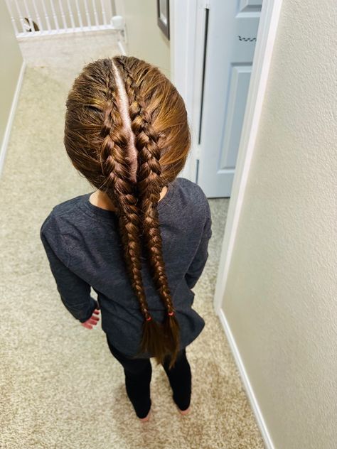 A tutorial for this center double Dutch braids look ♥️ #braids #braiding #braidtutorial #braidreels #hairreels #hairvideos #hairtutorial #howtobraid #learntobraid #lacebraids #dutchbraids #dutchbraidstyle #braidedpigtails #pigtailbraids #trenzas #warkocze #longhair #flechten #peinados #longhairstyles #hairstylesforgirls #braidstyles #braidinghair #schoolhairstyles #braidideas #braidsofinstagram Four Dutch Braids, Dutch Braid Pigtails, Double Dutch Braids, Braid Pigtails, Dutch Pigtail Braids, Dutch Braid Styles, Lace Braids, Double Dutch Braid, How To Braid