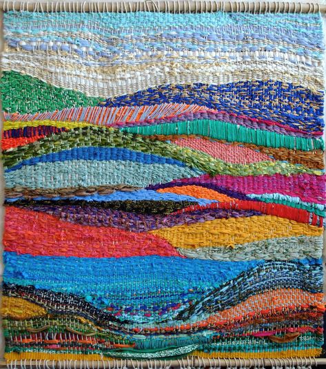 Woven Landsape Tapestry Landscape Weaving Ideas, Landscape Tapestry Weaving, Woven Landscape, Landscape Weaving, Woven Tapestry Art, Tapestry Landscape, Tapestry Crafts, Landscape Tapestry, Ceramics Jewelry