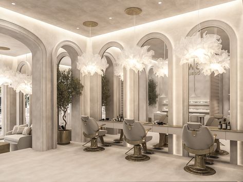 BEAUTY SALON DUBAI on Behance Luxury Home Hair Salon, Beauty Salon Plan, Beauty Spa Interior Design, Luxury Beauty Salon Design, Luxury Salon Interior Design, Salon Decor Studio, Luxury Hair Salon, Concept Interior Design, Salon Interior Design Ideas