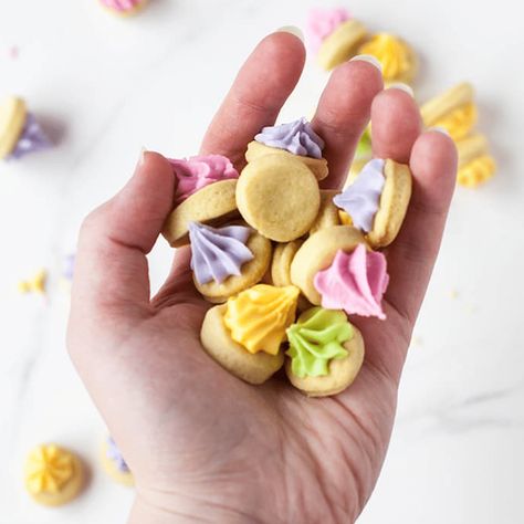 British Childhood, Dairy Free Biscuits, Aquafaba Recipes, Vegan Shortbread Cookies, Vegan Shortbread, Natural Food Dye, Iced Gems, Shortbread Biscuits, Wedding Sweets