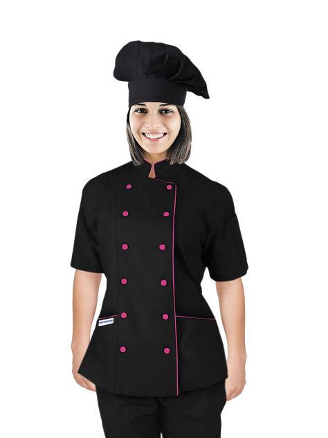 PRICES MAY VARY. Cloth buttons closure Culinary Chef Jacket for Women- This Chef Uniform is for Executive Chef, Line Chef, Caterers and a wonderful Gift for chef. Matching Colour Chef Hat of same cloth with Velcro fasteners so would fit XS to XXL. Poly/Cotton blend- This Poly cotton blended cloth gives you comfort and Cool feel while working in the hot Kitchen. This Chef Outfit has 10 Black cloth Covered Buttons with 2 patch pockets and one thermometer pocket. This chef Uniform is suitable for a Professional Chef Uniform Women, Chef Outfit Women, Chef Uniform Women, Chef Jackets Women, Chef Jackets Design, Women's Chef Jacket, Chef Outfit, Chef Costume, Cloth Buttons