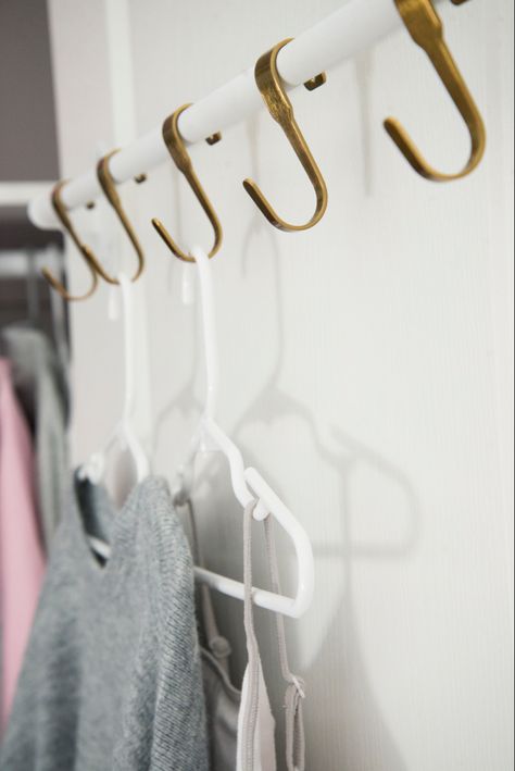 Ikea Hooks Ideas, Hooks In Closet Organization Ideas, S Hooks Ideas Closet, Closet Hooks Ideas, Hooks In Closet, Jordans Closet, Ikea Hack Closet, Closet Organization Ikea, Hooks For Closet