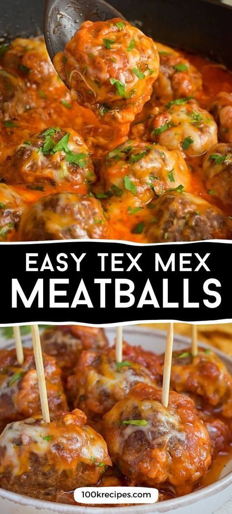 The Mexican meatball recipe is another simple and affordable dish that you should definitely try! Cooking will not take you much time, and I will offer you several serving variations at once. Meatballs go well with pasta, potatoes, or rice. Alternatively, you can use them as filling for a sub or taco. Tex Mex Meatballs, Mexican Meatballs, Meatball Recipes Crockpot, Afternoon Tea Recipes, Crock Pot Meatballs, Grilled Steak Recipes, Meatball Recipe, Beef Casserole Recipes, Meatballs Recipe