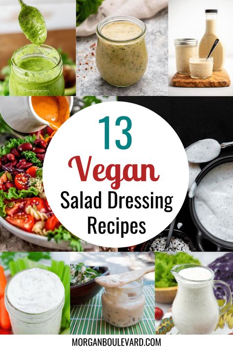 13 Vegan Salad Dressing Recipes You Need In Your Life Best Vegan Salads, Dairy Free Salad Dressing, Gluten Free Salad Dressing, Vegan Salad Dressing Recipes, Salat Dressing, Dairy Free Salads, Clean Eating Vegetarian, Vegan Salad Dressing, Vegan Dressing