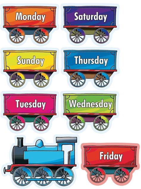 Week Days Train Camping Crafts Preschool, Free Classroom Printables, Peraturan Kelas, Preschool Charts, Kraftangan Prasekolah, Kindergarten Math Worksheets Free, English Activities For Kids, Kids Worksheets Preschool, Crafts Preschool