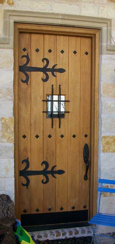 Fort Ideas, Plank Door, Wooden Plank, Strap Hinges, Spanish Revival, Oak Doors, Spanish House, Mediterranean Home, Wooden Planks