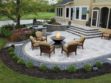 Imposing Stamped Concrete Backyard Ideas Patio Plan, Concrete Backyard, Concrete Patios, Patio Wall, Garden Area, Front Patio, Patio Landscaping, Hus Inspiration, Backyard Fire