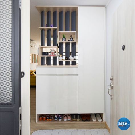 Carpenters 59a Geylang Bahru 5958 | Singapore Interior Design Gallery | HomeRenoGuru Hdb Living Room, Home Renovation Loan, Storage Door, Singapore Interior Design, Singapore Interior, Interior Design Gallery, Interior Design Singapore, Entrance Ways, Built In Ovens