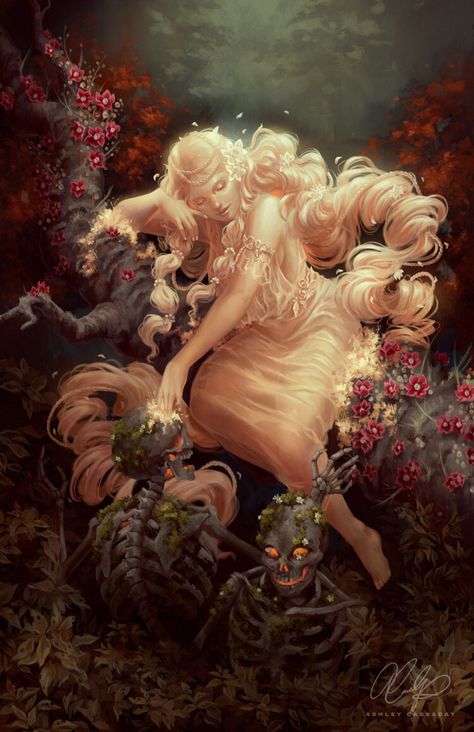 PERSEPHONE BY ASHLEY CASSADAY Persephone Garden, Persephone Deity, Persephone Core, Persephone Altar, Persephone Fanart, Mythology Women, Queen Persephone, Persephone Aesthetic, Persephone Art