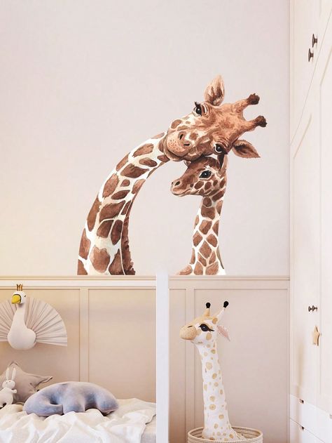 Multicolor  Collar  PVC   Embellished   Home Decor Giraffe Nursery Theme, Safari Mural, Jungle Bedroom Theme, Giraffe Room, Safari Nursery Wall Art, Kids Room Interior Design, Children Room Boy, Kids Room Paint, Giraffe Nursery