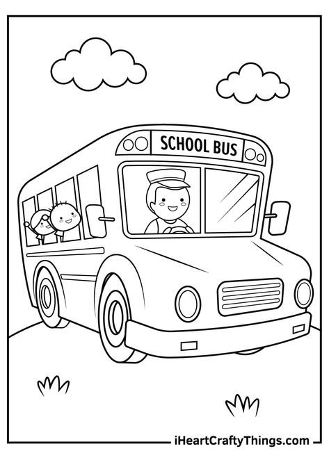 Wheels On The Bus Drawing, School Bus Clipart Black And White, School Bus Worksheet Preschool, How To Draw A School Bus, School Bus Coloring Page Free Printable, School Bus Coloring Page, Bus Coloring Page, Sentra Persiapan, School Bus Driver Gift Ideas