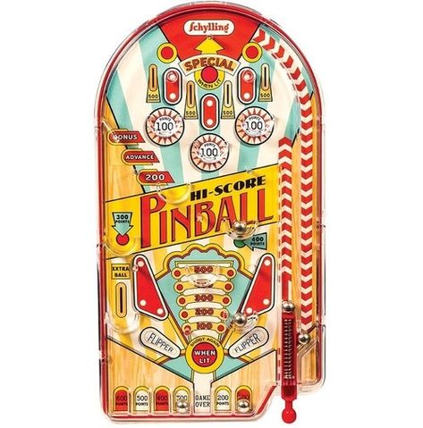 Hi-Score Pinball Game Pinball Art, Pinball Wizard, Pinball Game, Pinball Machines, Retro Arcade, Retro Designs, Vintage Games, Retro Toys, Machine Design