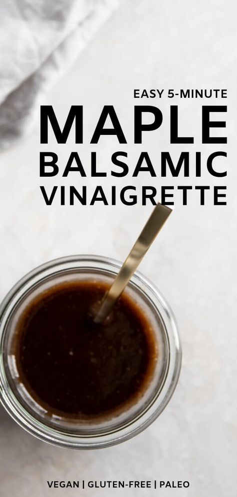 Elevate any salad with this healthy, homemade balsamic vinaigrette dressing.Made with a handful of real ingredients, including balsamic vinegar, extra-virgin olive oil, and Dijon mustard, this dressing is silky in texture with the perfect mix of tangy with a touch of sweetness. You can't go wrong with this versatile and tasty dressing. #balsamicdressing #healthydressing #vegandressing Maple Balsamic Vinaigrette, Dairy Free Salad Dressing, Maple Balsamic Dressing, Dairy Free Salads, Balsamic Vinaigrette Recipe, Homemade Balsamic Vinaigrette, Dressing Salad, Maple Balsamic, Balsamic Vinaigrette Dressing