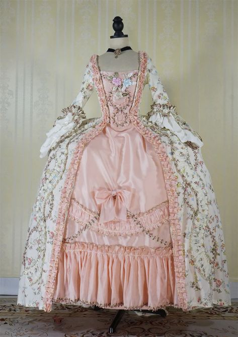 122.0US $ |18th Century Robe A La Francaise Rococo Dress French Court Victorian Queen Marie Antoinette Costume Georgian Dress Ball Gown| |   - AliExpress 18th Century French Fashion, Rosette Ribbon, Georgian Dress, Marie Antoinette Costume, Baroque Dress, Victorian Queen, Rococo Dress, 18th Century Costume, Rococo Fashion