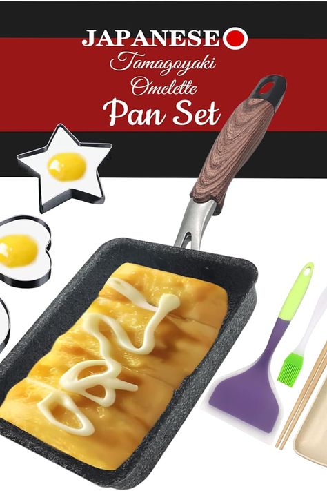 Tamagoyaki Pan Set, Japanese Omelette Pan Nonstick, Square Japanese Tamagoyaki Egg Roll Pan, Tamago Pan Rectangle, 5"×7" Black Brand: Paweiya Japanese Tamagoyaki, Tamagoyaki Pan, Japanese Omelette, Omelette Pan, Egg Roll, Pan Set, The Amazon, Cookware, Egg