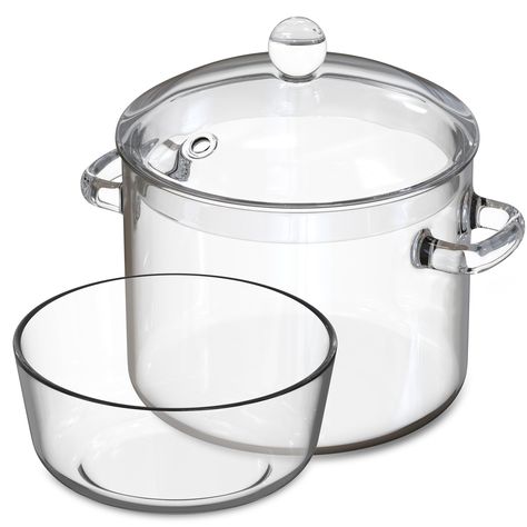 PRICES MAY VARY. ROBUST CONSTRUCTION: Our glass pot boasts a sturdy 0.16" thickness, outmatching most competitors' 0.12" designs, ensuring lasting durability. The integrated handles (not glued) of our glass cooking pot remain cool for safe handling, even when the clear pot is hot HEALTHY COOKING: Our clear pots for cooking are made from 100% lead-free, non-toxic borosilicate glass. Our glass saucepan won't alter your ingredients' taste or nutritional value, offering a healthier cooking solution Glass Bowl With Lid, Glass Pots Cooking, Stove Potpourri, Glass Saucepan, Clear Pot, Glass Cookware, Hosting Parties, Boiling Pasta, Simmer Pot