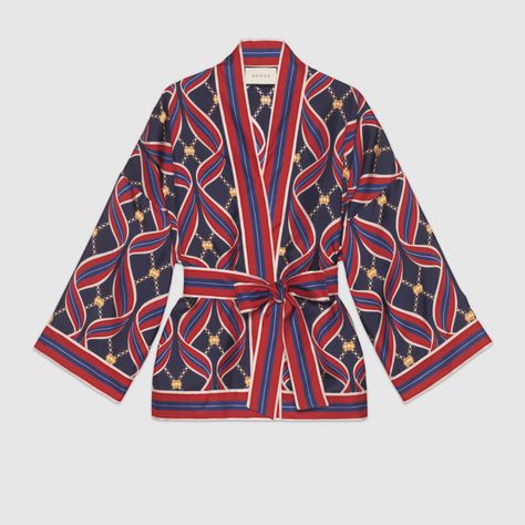 Gucci Kimono, Kimono Style Tops, Designer Blouses, Kimono Style, Kimono Fashion, Pre Fall, Kimonos, Fashion Prints, Blouse Designs