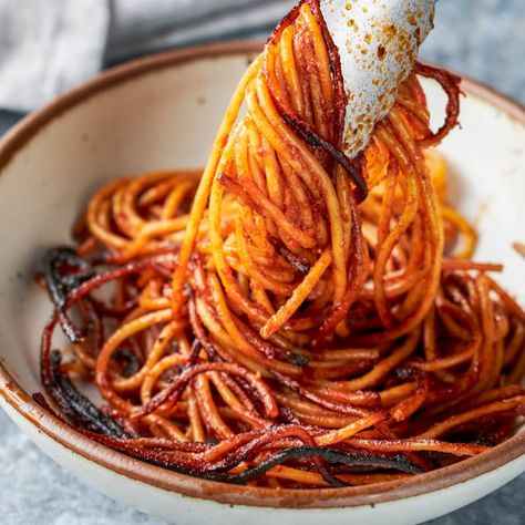 Spaghetti all’Assassina: The Pasta You Burn (on Purpose) | Cook's Illustrated Making Spaghetti, Red Sauce Pasta, How To Make Spaghetti, Couple Cooking, Cooking Chocolate, Cooking Homemade, Cooks Illustrated, Italian Recipes Authentic, Spaghetti Recipes