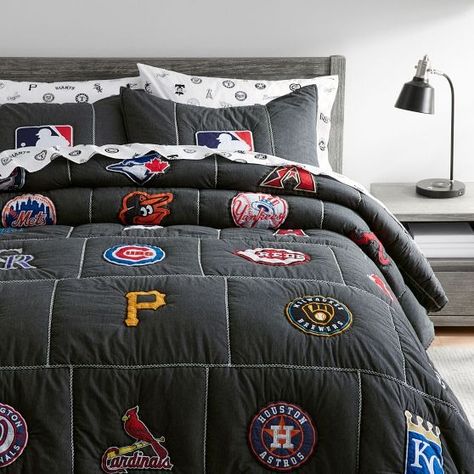 Baseball Themed Rooms For Boys, Baseball Teen Room, Teen Baseball Bedroom, Baseball Bedroom For Boys, Sports Bedroom For Boys, Baseball Room Ideas For Boys, Baseball Theme Bedroom, Sports Themed Bedroom For Boys, Baseball Room Ideas