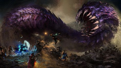 ArtStation - Purple Worm, Joel Pigou Monk Dnd, Dungeons And Dragons Memes, Dungeons And Dragons Art, Wonder Art, D D Monsters, Dnd Monsters, Cool Monsters, Cosmic Horror, Alien Creatures