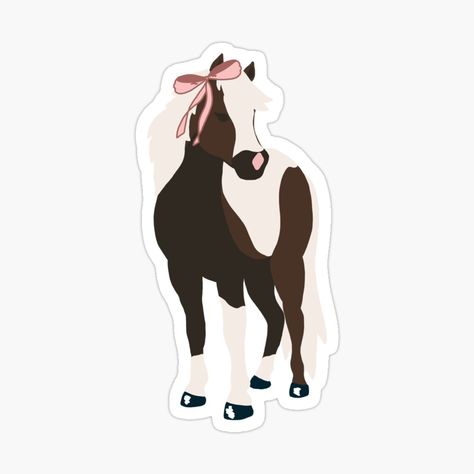 Get my art printed on awesome products. Support me at Redbubble #RBandME: https://www.redbubble.com/i/sticker/Coquette-Paint-Horse-with-Bow-by-DesignByRoseCo/160821583.JCQM3?asc=u Equestrian Stickers, Bow Sticker, Paint Horse, Decorate Notebook, Coloring Stickers, Horse Painting, Aesthetic Stickers, Eye Catching Colors, Book Lover