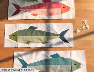 Quilt Fish Pattern, Quilted Fish Placemats, Free Fish Quilt Block Pattern, Fish Block Quilt Pattern, Crab Quilt Block Patterns Free, Fishing Themed Quilts, Quilt Pinwheel Pattern, Marine Quilt Patterns, Quilts With Fish