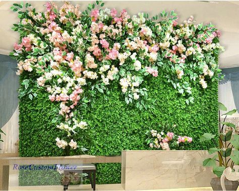 Wall With Flowers, Artificial Grass Wall, Grass Mat, Flower Backdrop Wedding, Artificial Plant Wall, Decoration Background, Flower Panels, Artificial Boxwood, Hanging Flowers