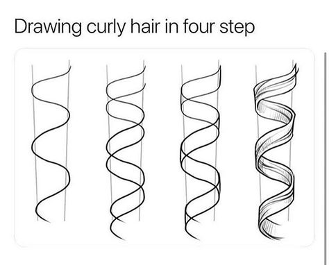 How To Draw Curls Step By Step, How To Draw Hair Step By Step, How To Draw Curly Hair, Drawing Curls, How To Draw Curls, Hair Sketching, Sketch People, Journaling Notebook, Tools Drawing