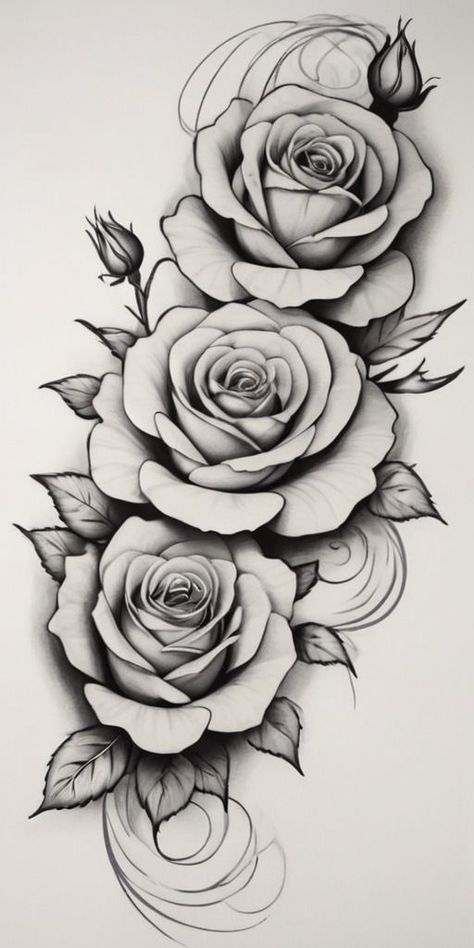 ROSES TATTOO DESIGN A La Folie Tattoo, Fineline Rose Tattoo Design, Rose Floral Tattoo Design, Roses Tattoo Stencil, Red Rose Tattoo Design, Red Roses Tattoo, Rose Chest Tattoo, Rosen Tattoo Frau, Rose Tattoo Stencil