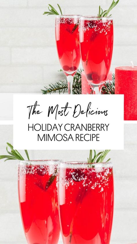 This is a delicious and easy recipe for a Cranberry Mimosa Cocktail! Easy to follow with simple ingredients! #cocktailrecipe #holidaycocktailrecipe #holidayrecipes Cranberry Mimosas Recipe, Summer Wine Cocktails, Cranberry Mimosa Recipe, Easy Breads, Cranberry Mimosa, Mimosa Cocktail, Champagne Cocktails, Mimosa Recipe, Cranberry Cocktail