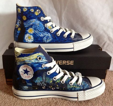 فنسنت فان جوخ, Mode Converse, Обувь Air Jordan, Cute Converse, Haine Diy, Mode Tips, The Starry Night, Custom Converse, Starry Night Van Gogh