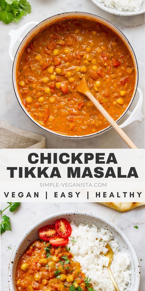 Chickpea Tikka Masala Recipe, Chickpea Tikka Masala, Vegan Tikka Masala, Cibo Asiatico, Deep Cleaning Hacks, Tikka Masala Recipe, Resep Diet, Makanan Diet, Chickpea Recipes