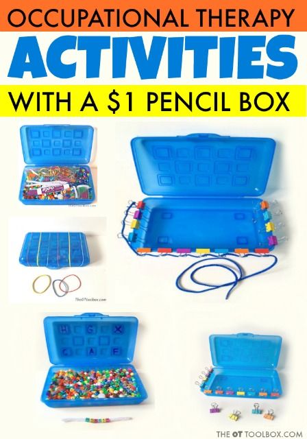 Pediatric Occupational Therapy Activities, Pencil Box Ideas, Box Activities, Intervention Activities, Occupational Therapy Kids, Bilateral Coordination, Occupational Therapy Activities, Educational Play, Fine Motor Activities For Kids