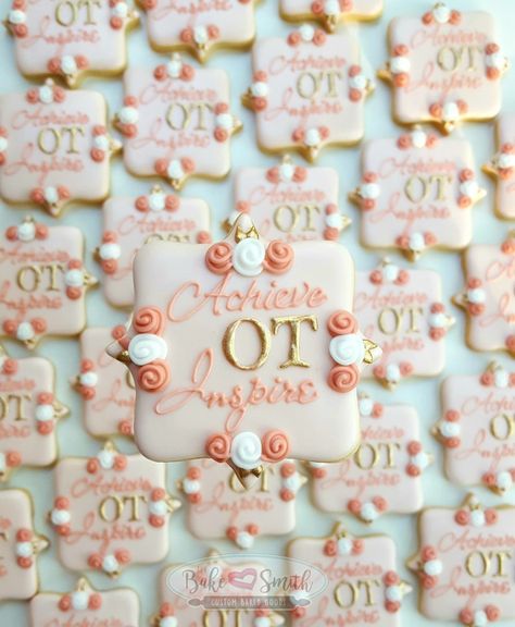 Occupational therapy cookies. Sleepover Bday, Medical Cookies, Tiffany Smith, Pinning Ceremony, Post Grad, Cookie Ideas, Guest Bath, Grad Party, Occupational Therapy