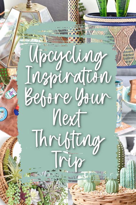 If you need some upcycle inspiration before your next trip to the thrift store, then this collection of ideas and craft projects is DEFINITELY what you've been waiting for! So many repurposed ideas, you may just end up thrift shopping every day to gather all the goodies you'll need for a year's worth of thrift store crafts! Upscale Thrift Store Ideas, Thrifted Craft Room, Thrift Crafts Ideas, Repurpose Vintage Items, Thrift Store Flips Before After, Trash To Treasure Ideas Thrift Store Finds, Upcycled Thrift Store Finds, What To Look For At Thrift Stores, Thrift Store Gift Ideas