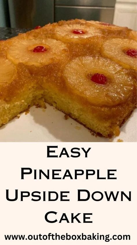 It's so easy to turn a yellow cake mix into this easy Pineapple Upside Down Cake! One can of sliced pineapple rings, 1 cup of brown sugar, some maraschino cherries, and the usual ingredients for a boxed cake mix. . .and you're good to go. Talk about an easy dessert! The Best Pineapple Upside Down Cake, Pineapple Upside Down Cake Mix Recipe, Mango Upside Down Cake Easy, Pineapple Upside Down Bundt Cake Easy, Pineapple Upside Down Cake Box Recipe, Homemade Upside Down Pineapple Cake Recipes, Pineapple Upside Down Cake With Crushed Pineapple Recipe, Cake Mix Pineapple Cake, Pioneer Woman Pineapple Upside Down Cake