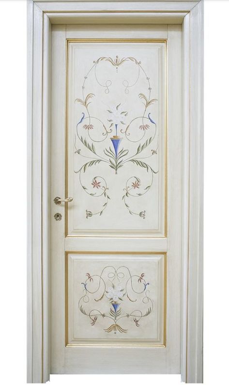 Stenciled Doors Interior, Hand Painted Door Frame, Floral Painted Door, Hand Painted Doors, Decorated Doors Bedroom, Door Art Ideas, Door Paint Design, Bedroom Door Painting, False Ceiling Lighting Ideas