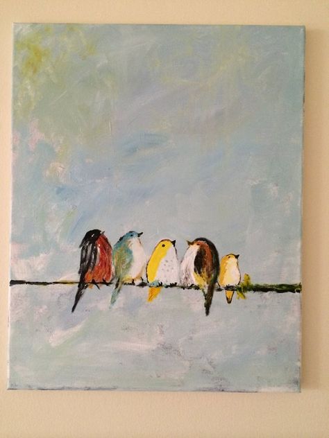 Telephone Wire Painting, Birds On Telephone Wire, Birds Sitting On A Wire, Paintings Of Birds, Water Paintings, Telephone Pole, Line Painting, Birds Sitting, Telephone Line