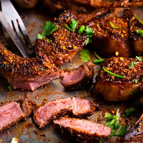 Hunan-style Grilled Lamb Cutlets - Marion's Kitchen Lamb Cutlets Recipe, Lamb Cutlets, Cumin Lamb, Marion Grasby, Gluten Free Chilli, Goat Recipes, Marion's Kitchen, Recipes Restaurant, Grilled Lamb