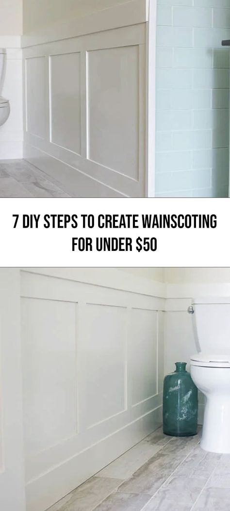 Height Of Wainscoting, Wainscoting Ideas Bathroom Small Spaces, How To Do Wainscoting In Bathroom, Wayne Coating Bathroom, Wainscoting Ideas For Bathroom, Water Closet Wainscoting, Wainscoting Diy Easy, How To Wainscot A Bathroom, Easy Waynes Coating Ideas