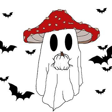 Ghost Mushroom Drawing, Ghost With Mushroom Hat, Cottagecore Ghost, Halloween Mushrooms, Spooky Mushroom, Ghost Mushroom, Mushroom Ghost, Halloween Mushroom, Mushroom Aesthetic