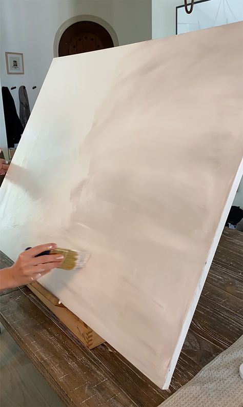 How To: Beginner Landscape Acrylic Painting - Jenna Sue Design Blog Abstract Landscape Painting Tutorial, Abstract Painting Tutorial Videos, Abstract Acrylic Painting Tutorials, Diy Painted Canvas, Pottery Barn Wall Art, Neutral Landscape Painting, Modern Abstract Painting Diy, Painting Illustrations, 2023 Decor