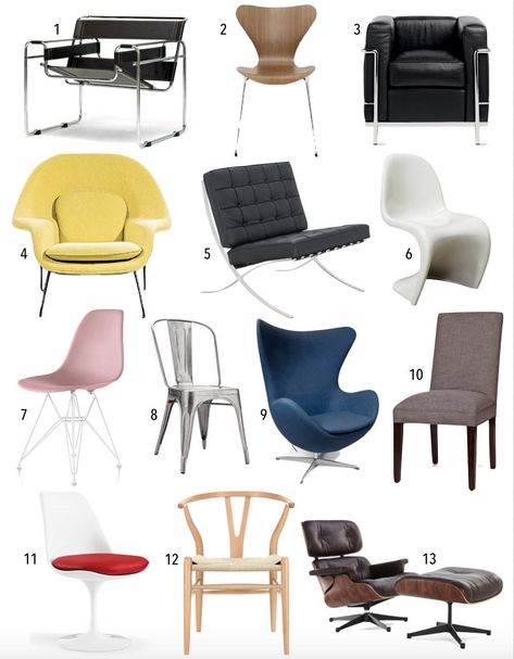 20th Century Chairs • Can You Identify 13 of the most famous 20th Century chair designs? Take my simple matching quiz to find out! What’s your Chair IQ? With the continued resurgence of Midcentury modern design in interior decor over the past 5 years, I wanted to test your knowledge on some of the most famous designs that are still Famous Furniture Designers, Design Quiz, Famous Furniture, Eames Dining Chair, Famous Chair, Iconic Furniture Design, Never Let Go, Chair Designs, Furniture Design Chair