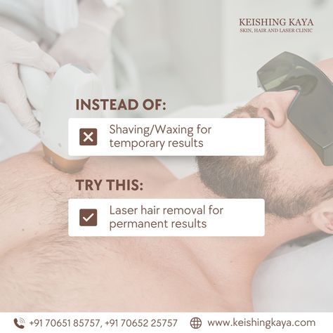 Why keep dealing with temporary fixes? Upgrade to Laser Hair Removal for permanent hair reduction and enjoy smooth, hair-free skin! 🙌 At Keishing Kaya Skin, Hair, and Laser Clinic, we use advanced laser technology to give you the best results with no downtime. Safe, effective, and perfect for all skin types. 📍 Visit us at F-36, East of Kailash, New Delhi, or call us at +91 70651 85757, +91 70652 25757 to book your consultation today! 🌐 www.keishingkaya.com #LaserHairRemoval #PermanentHair... Laser Hair Removal Benefits, Laser Hair Removal Post, Laser Hair Removal Facts, Laser Clinic, Laser Clinics, Skin Hair, Hair Reduction, Laser Treatment, Post Ideas